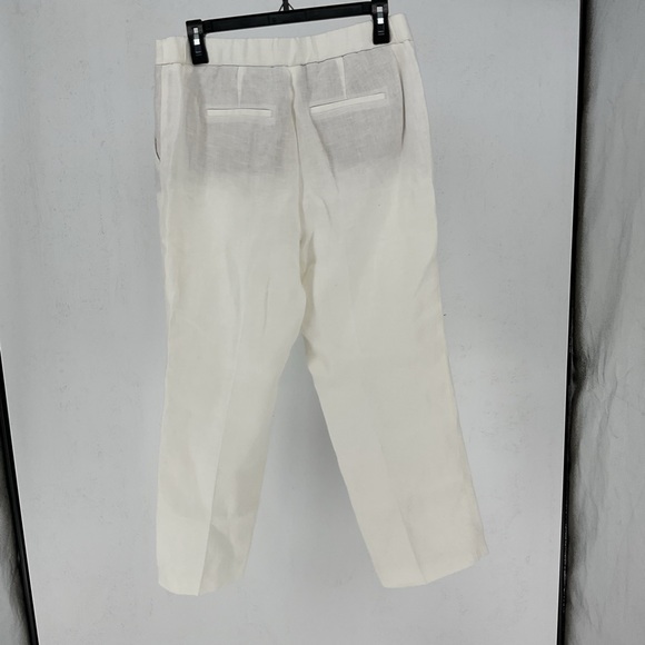 Talbots Women's White Linen Blend Straight Leg Pants Size 6 - Picture 2 of 3